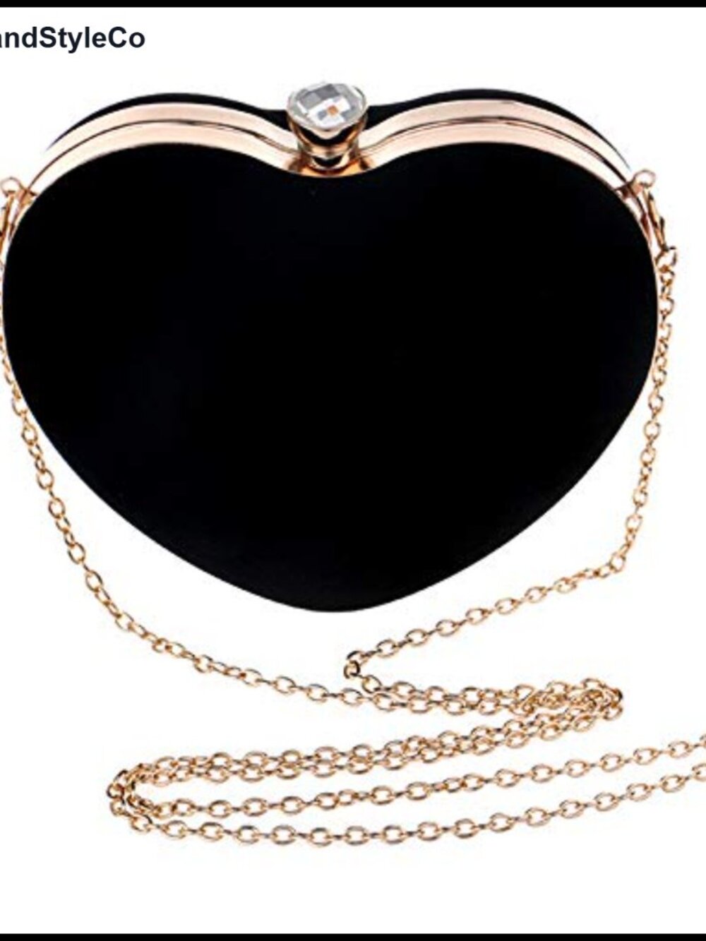 Velvet Heart Shaped Evening Clutch Purse Gold Metal Border Rhinestone Clasp
